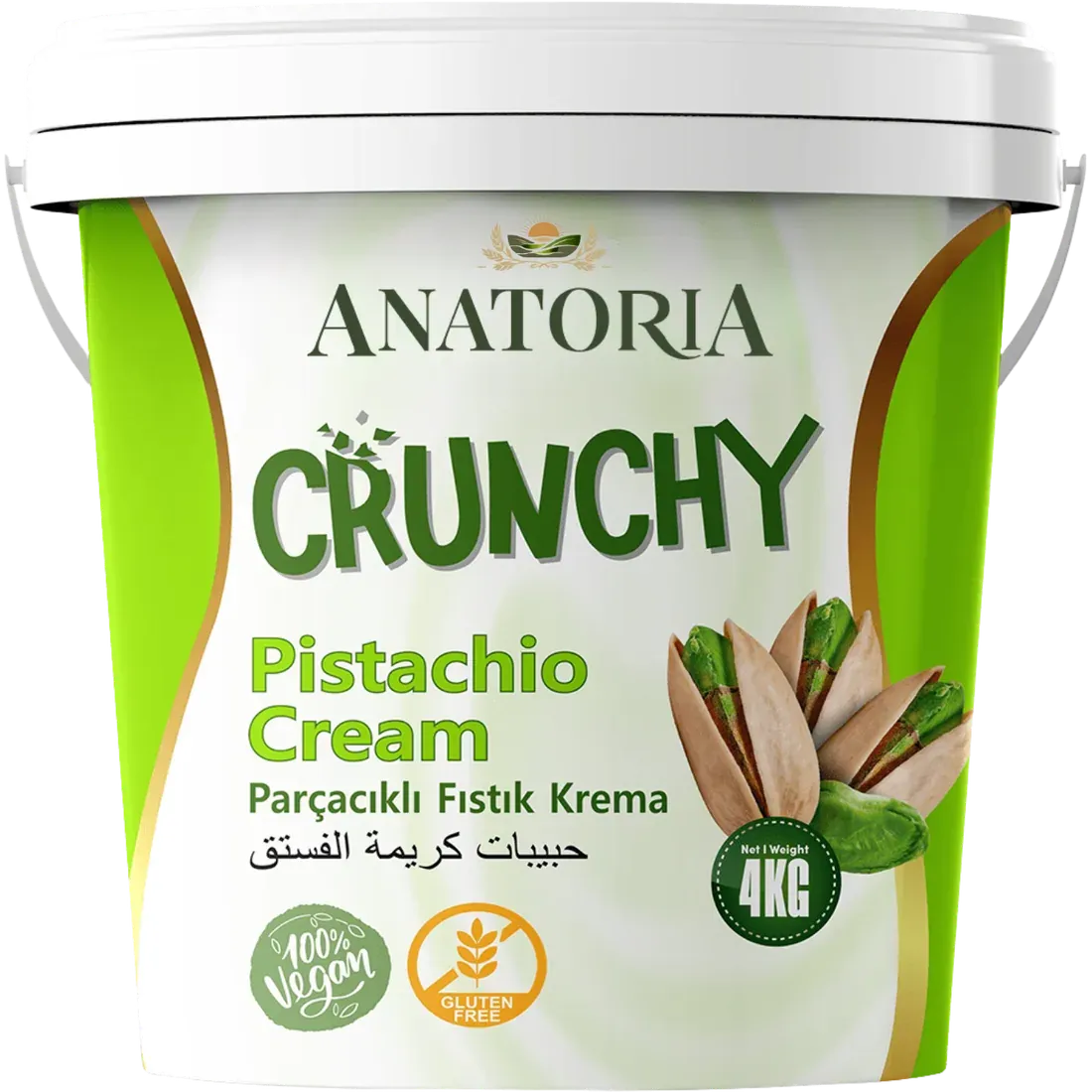 Anatoria Crunchy Pistachio Cream in a 4 kg pail