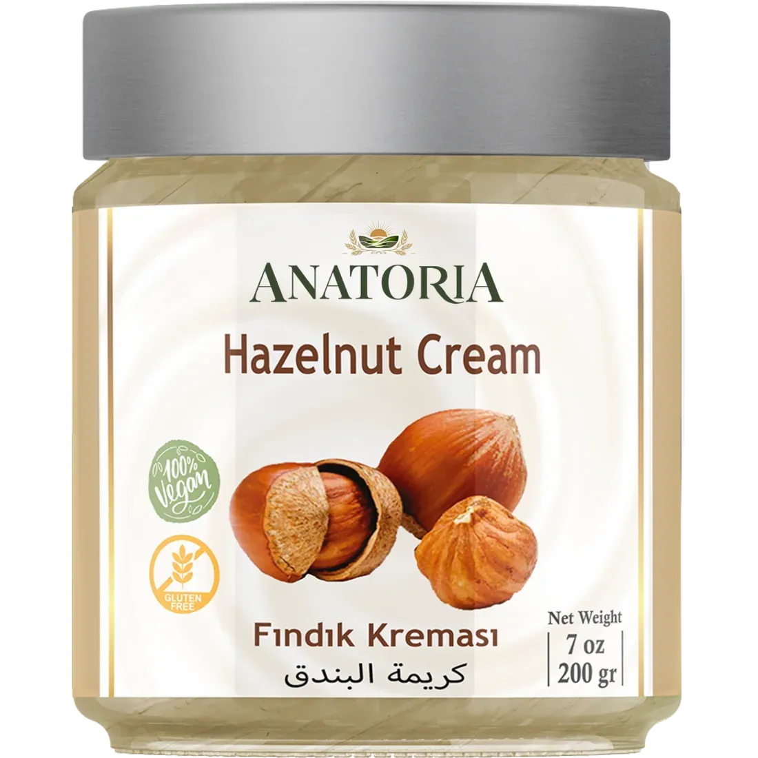 Anatoria Hazelnut Cream in a 200 gr glass jar