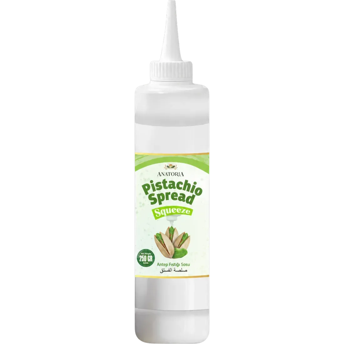 Anatoria Pistachio Squeeze Sauce in a 250 gr squeeze bottle